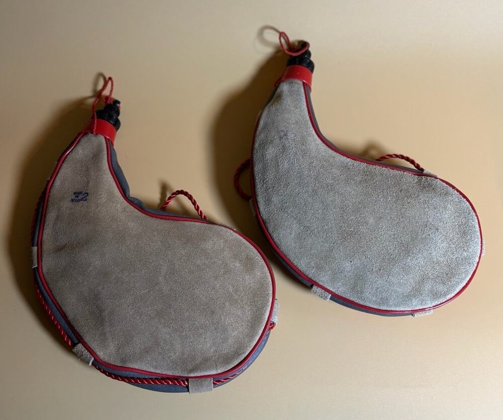 2 Vtg Leather Bota Bag Canteens Made in Spain Suede Wineskin 1 NEW 1 USED